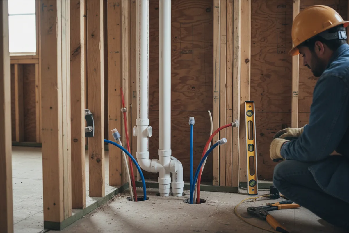 Drain and supply rough-in during Drain Cleaning in San Jose